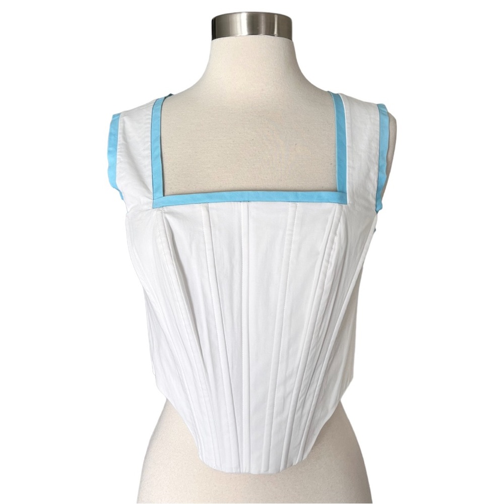 STAUD White Blue Corset Top 4